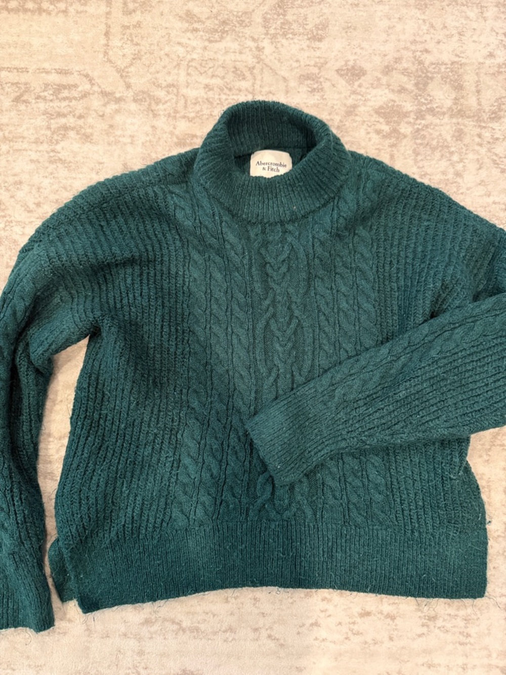 Abercrombie & Fitch Women's Teal Cable Turtleneck Sweater